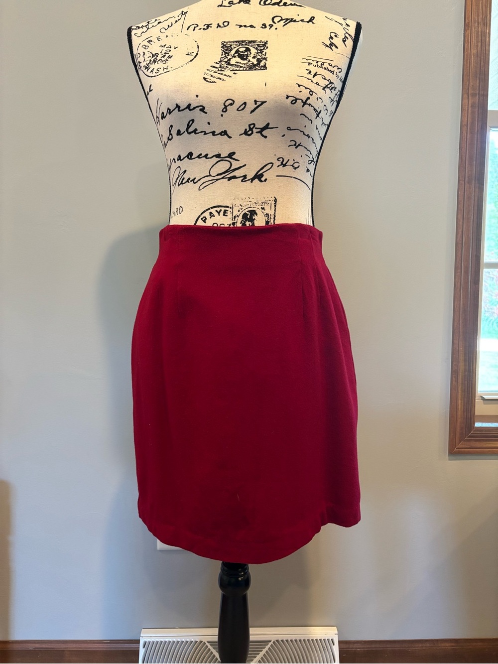 Women's Red Wool A-Line Skirt
